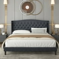 Homfa King Size Bed Frame, Modern Velvet with Wing-Back Tufted ...