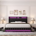 thumbnail image 1 of Homfa King Size LED Bed Frame with Outlets and USB Ports & Display Platform, 4 Storage Drawers Modern Wingback PU Leather Crystal Button Upholstered Platform Bed Frame, Black, 1 of 10