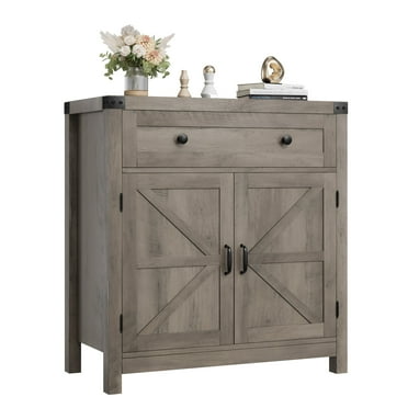 Homfa Kitchen Buffet Sideboard with Drawer, Compact Coffee Bar with Adjustable Shelf for Dining Room, Wash Gray