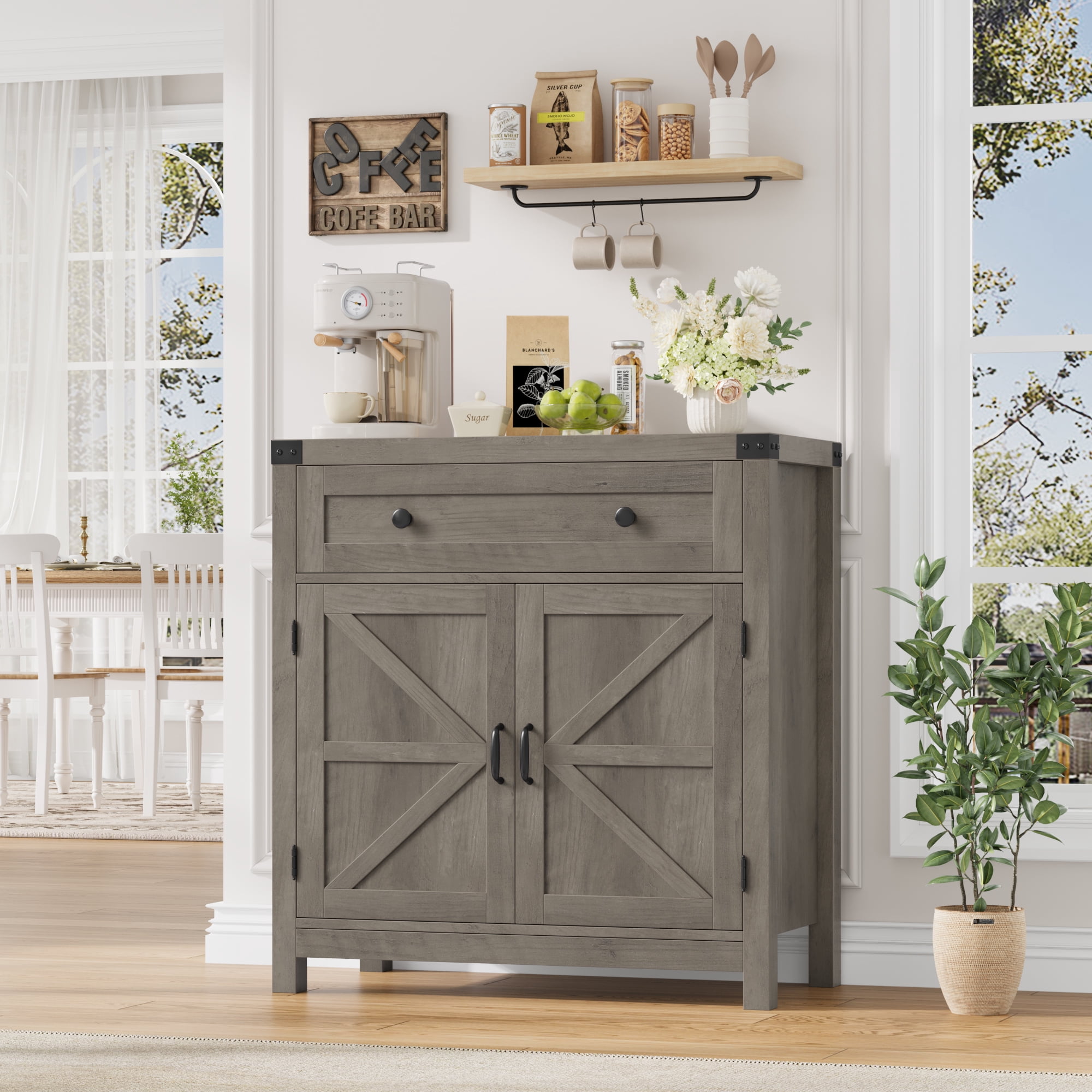 Homfa, Kitchen Buffet Sideboard, 29.9x15.6x33.3 in, Wash Gray - Walmart.com