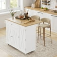 thumbnail image 1 of Homfa Kitchen Island with Storage, 27.6" W Wood Kitchen Island Cart with Drop Leaf, White Rolling Cart with Lockable Wheels, 1 of 7