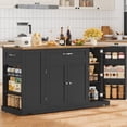 thumbnail image 1 of Homfa Kitchen Island with Wheels & Adjustable Shelf, 2 Drawer Modern Buffet Cabinet Sideboard Coffee Bar for Dining Room Living Room, Black, 1 of 8