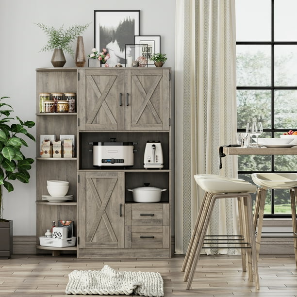 Homfa Large Kitchen Pantry with Adjustable Shelves, Farmhouse Tall
