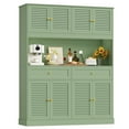 thumbnail image 1 of Homfa Large Pantry Cabinet with 8 Louvered Doors, 70.7" Tall Kitchen Storage Cabinet with Hutch & 2 Drawers, Modern Coffee Bar for Dining Room, Green, 1 of 8