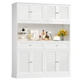 thumbnail image 1 of Homfa Large Pantry Cabinet with 8 Louvered Doors, 70.7" Tall Kitchen Storage Cabinet with Hutch & 2 Drawers, Modern Coffee Bar for Dining Room, White, 1 of 8