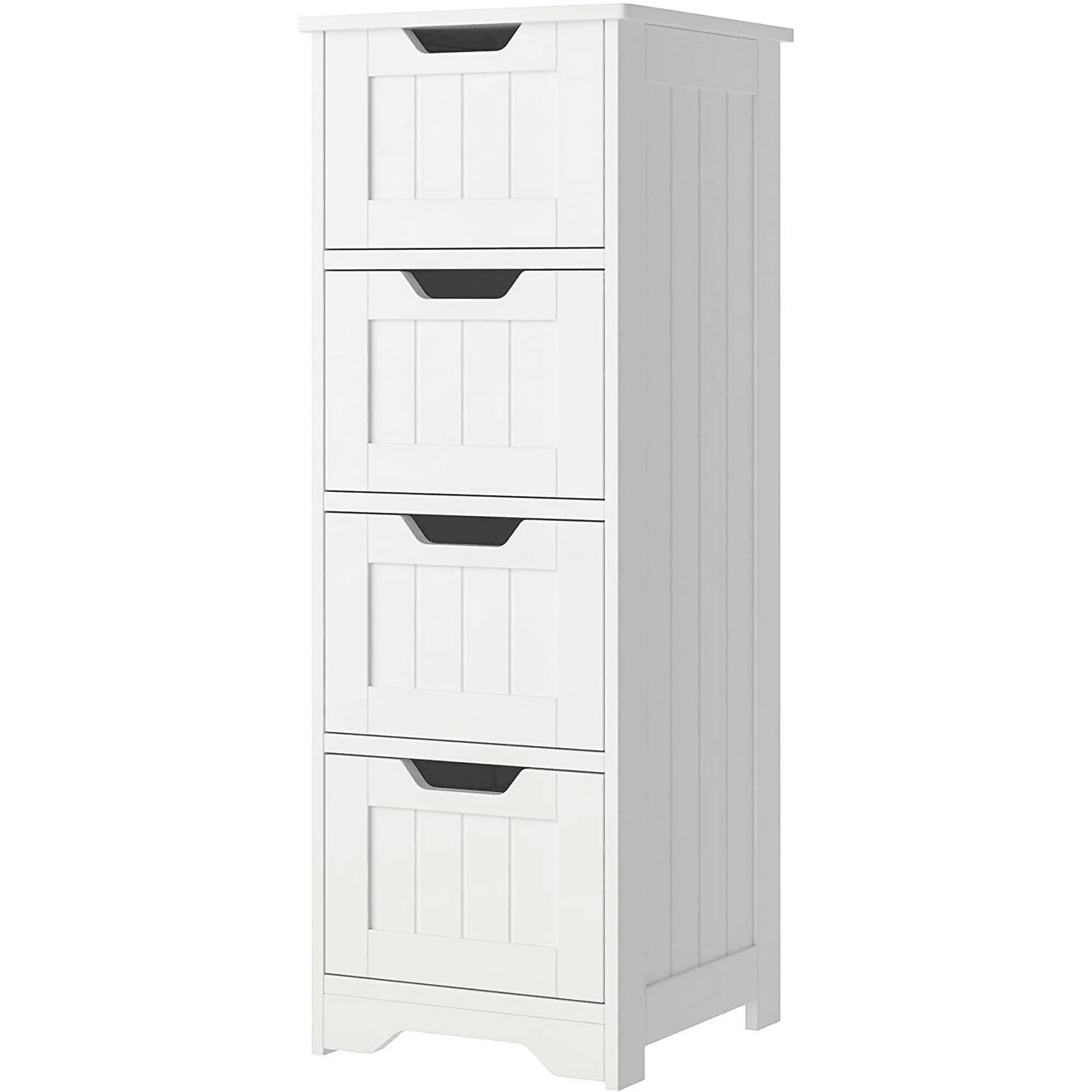 Homfa Modern Bathroom Floor Cabinet with 4 Drawers, Free Standing Medicine Cabinet Storage Organizer Unit for Living Room Bedroom, White