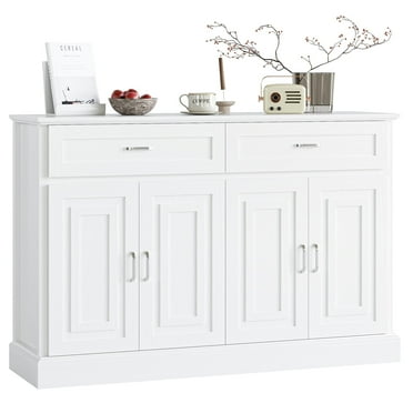 Homfa Modern Kitchen Buffet Sideboard, 4 Door 2 Drawer Wood Storage Cabinet Coffee Bar for Living Room Entryway