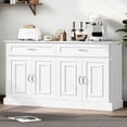 thumbnail image 1 of Homfa White Kitchen Buffet Cabinet with 2 Drawers & 4 Doors, 55" W Sideboard Buffet Storage Cabinet with Shelves Credenza Cabinet for Dining Room, 1 of 7
