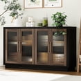thumbnail image 1 of Homfa 55.1"W Modern Sideboard Buffet with Fluted Glass Doors, Accent Cabinet Console Table TV Stand, Black & Brown, 1 of 7