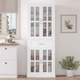 thumbnail image 1 of Homfa Modern Storage Cabinet with Glass Doors, 71'' Kitchen Pantry with Adjustable Shelves, Wood Bookcase,, White, 1 of 7