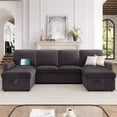 thumbnail image 1 of Homfa Modular Sectional Sofa with Storage, Chenille 6 Seat Oversized U Shaped Couch with Chaise & USB Port, Dark Gray, 1 of 9