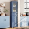 thumbnail image 1 of Homfa Narrow Kitchen Pantry Storage Cabinet, 67" Slim Pantry Cabinet with Drawer and Door, Space-Saving Freestanding Storage Cabinet for Small Place, Blue, 1 of 7
