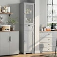 thumbnail image 1 of Homfa Narrow Kitchen Pantry Storage Cabinet, 67" Slim Pantry Cabinet with Drawer and Door, Space-Saving Freestanding Storage Cabinet for Small Place, Gray, 1 of 7