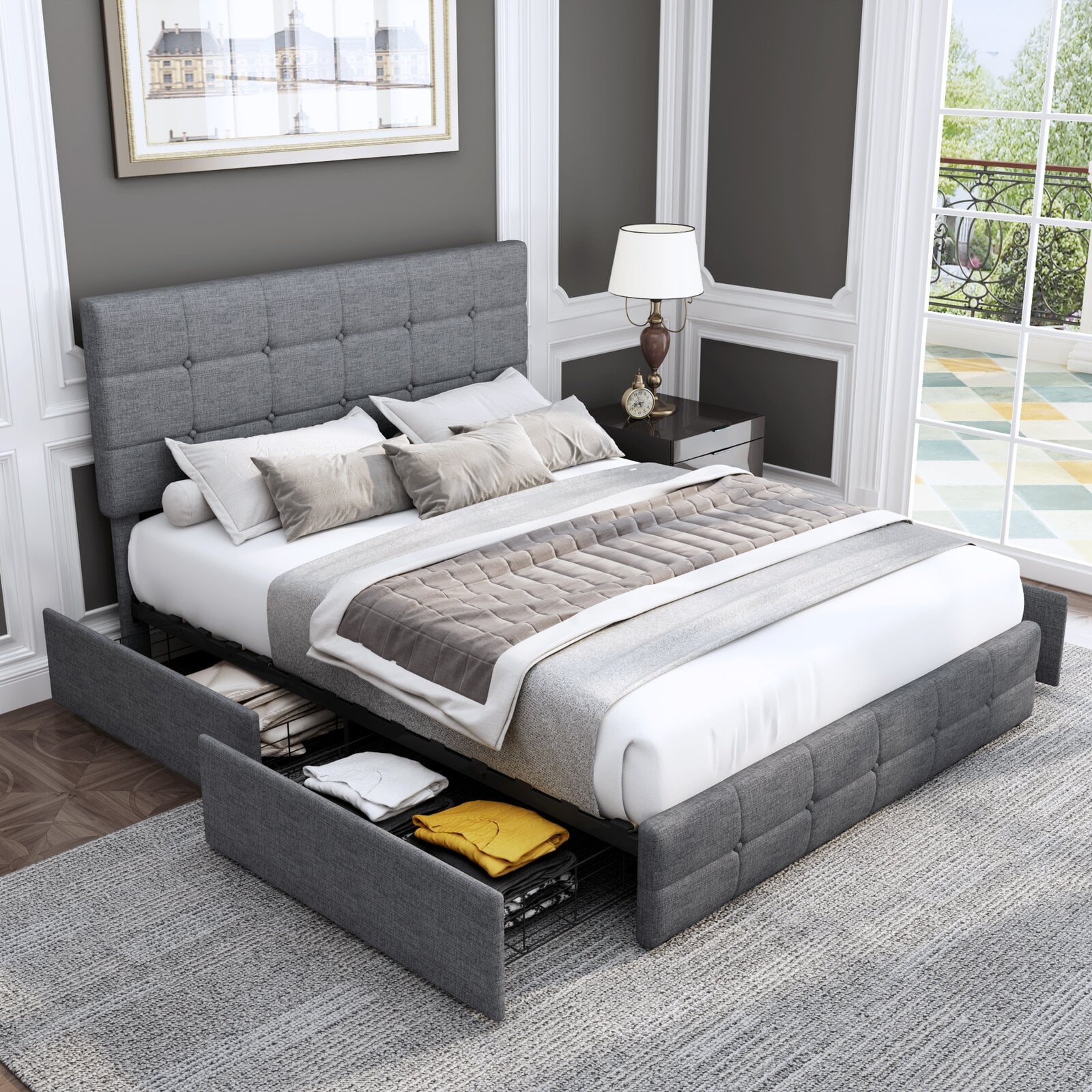 Grey drawer bed discount