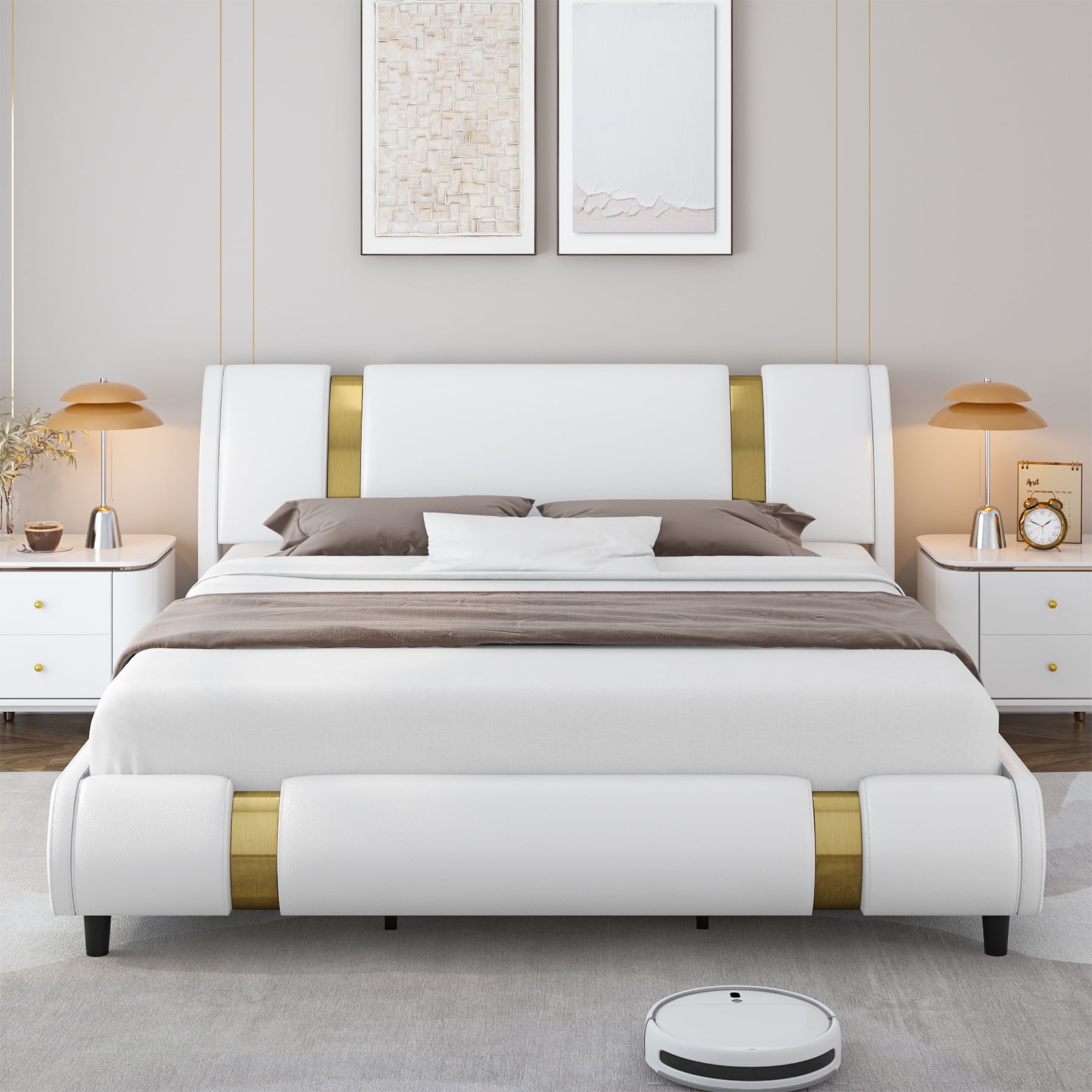 White 2024 gold headboard