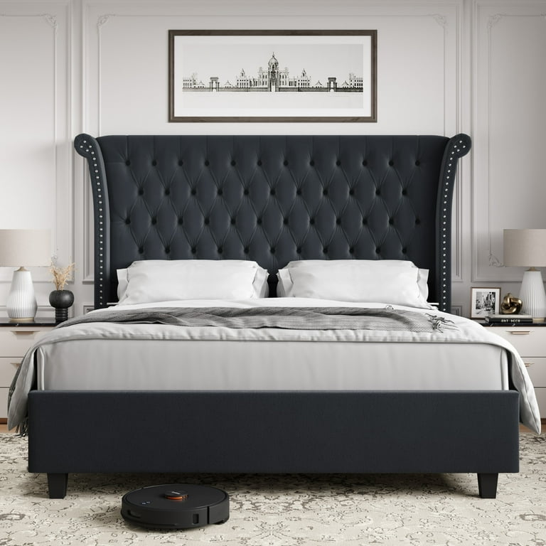 Queen high bed frame with headboard online