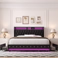 thumbnail image 1 of Homfa Queen Size LED Bed Frame with 2 Storage Drawers, Modern Wingback PU Leather Crystal Button Upholstered Platform Bed Frame with Outlets and USB Ports & Display Platform, Black, 1 of 9