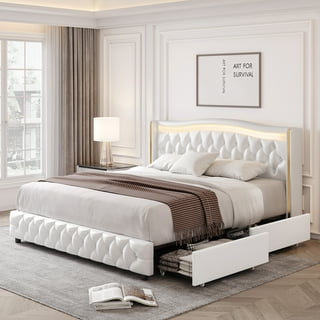 White Upholstered Bed Crystals