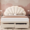 Homfa Queen Size LED Bed Frame with Drawer, Velvet Upholstered Platform ...