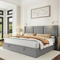 thumbnail image 1 of Homfa Queen Size Lift Up Storage Bed, Modern Adjustable Headboard with Read Lamp, Hydraulic Storage, Gray, 1 of 9