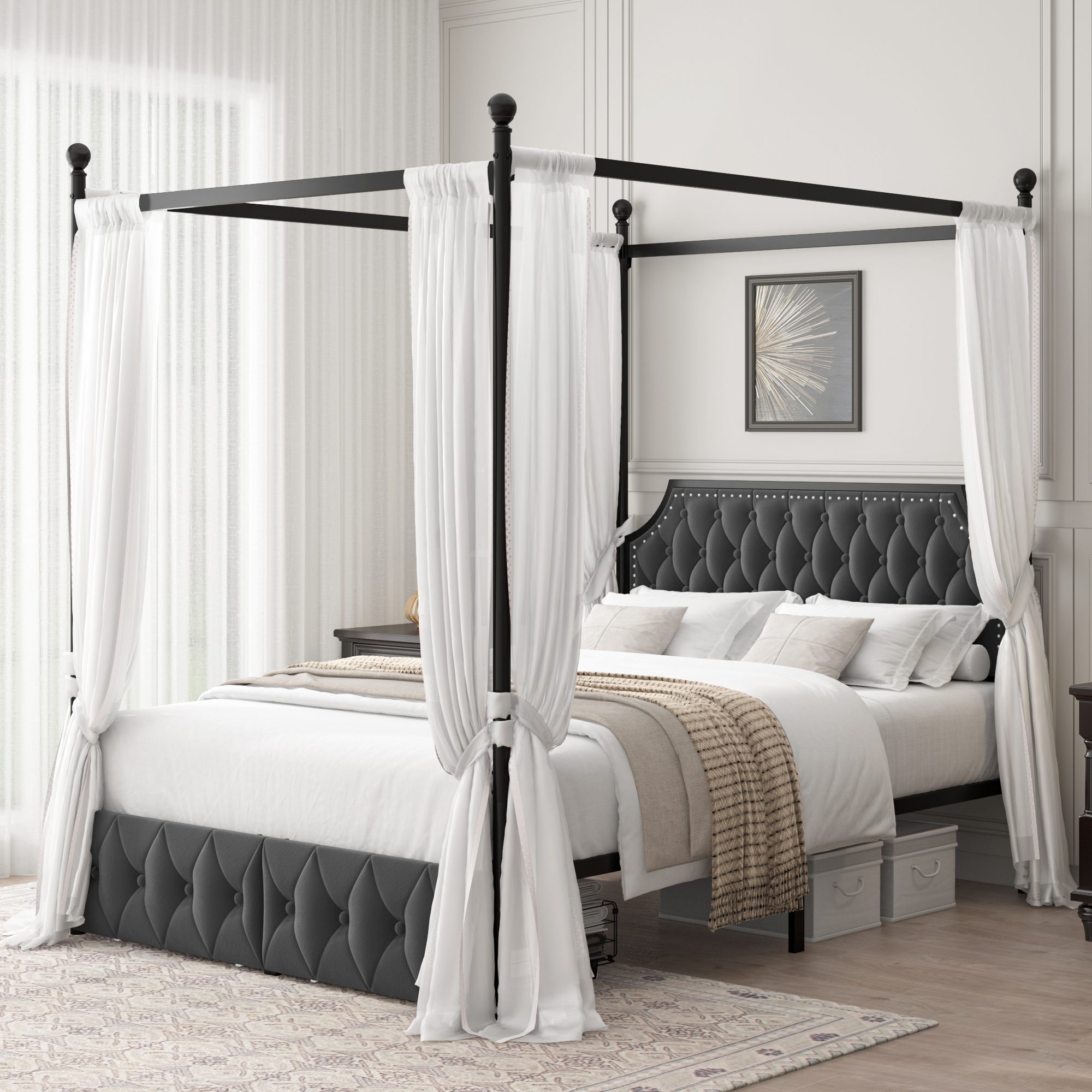 DHP Rosedale Metal Canopy Poster Bed Frame, Full, Gold