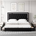 thumbnail image 1 of Homfa Queen Size Storage Bed with 4 Drawers, Crystal Buckle Upholstered Platform Bed Frame with Adjustable Headboard for Bedroom, Black, 1 of 7