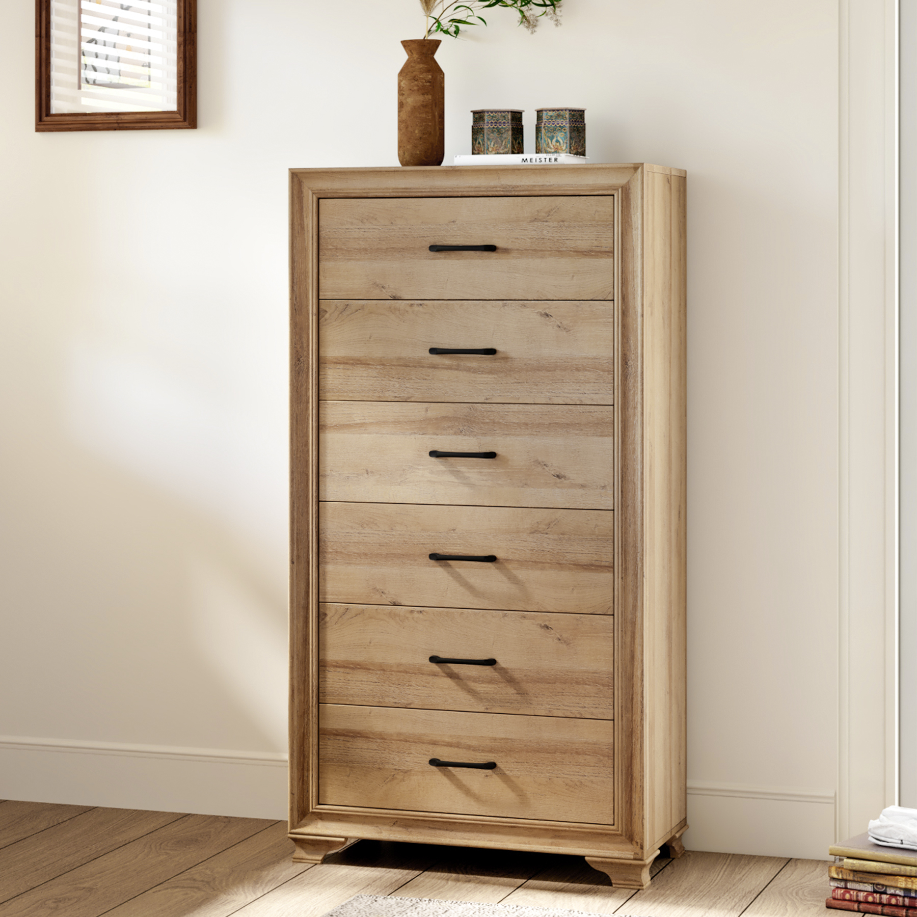 TFCFL 6 Drawers Portable Sturdy Plastic Dresser Storage with Keys Blue 19.7"