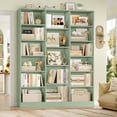 thumbnail image 1 of Homfa Triple Row 6-tier Bookshelf, 74 in Tall Bookshelf with 17 Open Display Shelves, Large Bookcase for Office Living Room, Green, 1 of 9