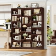 thumbnail image 1 of Homfa Triple Row 6-tier Bookshelf, 74 in Tall Bookshelf with 17 Open Display Shelves, Large Bookcase for Office Living Room, Cherry, 1 of 7