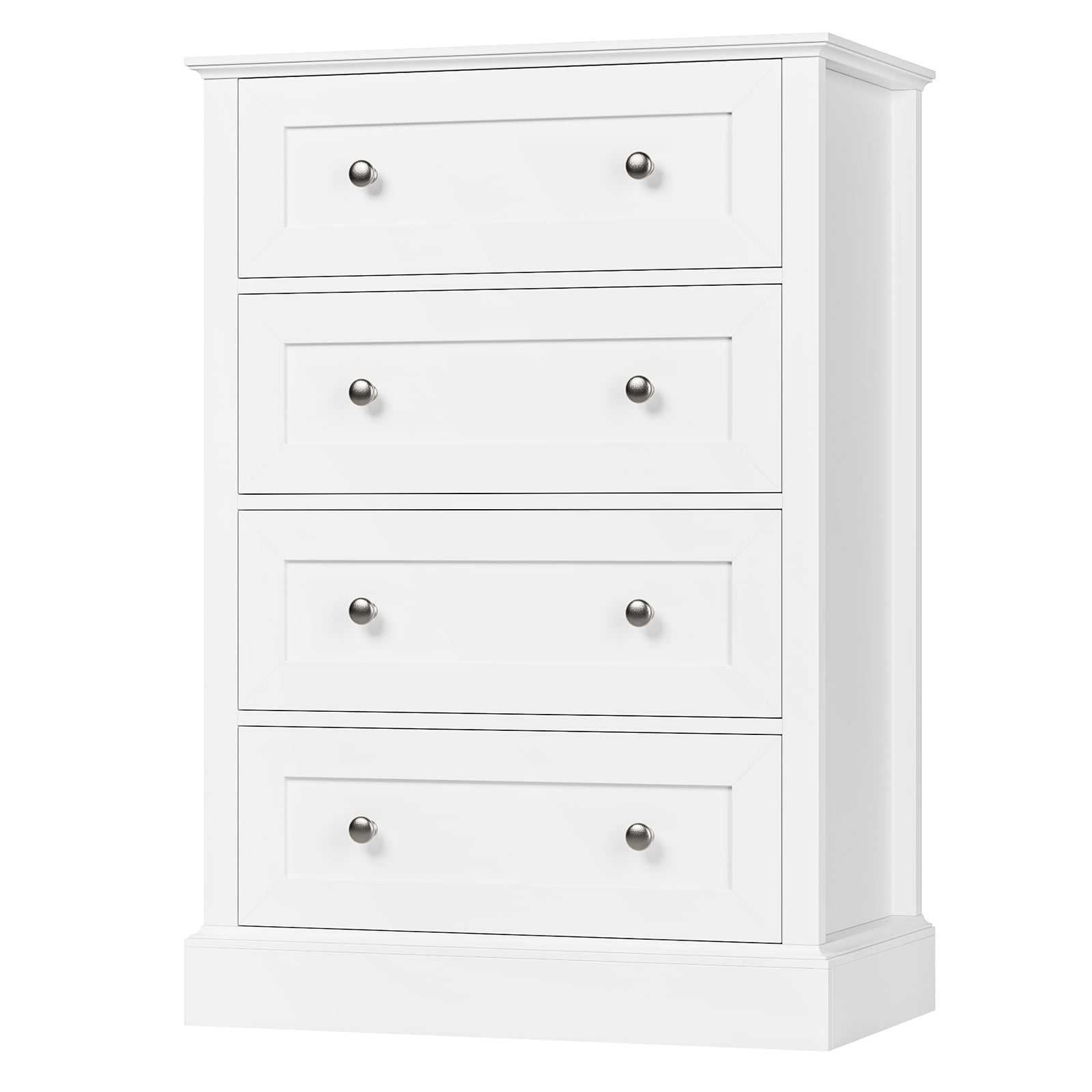 Homfa White Dresser with 4 Drawers, Wood Nightstand Chest of Drawers
