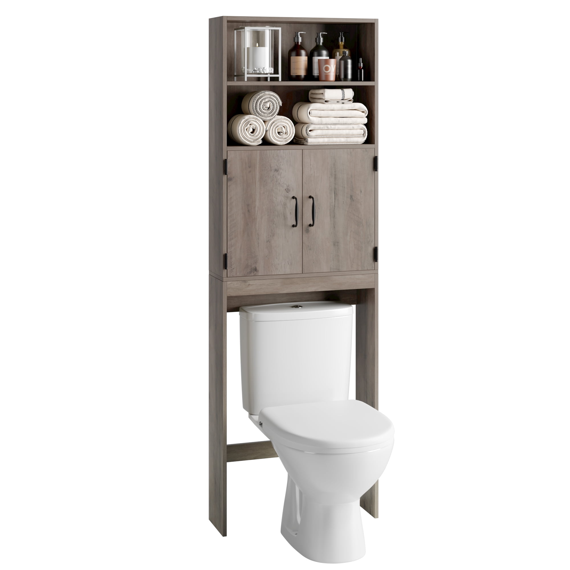 Homeika Bathroom Storage Cabinet with 2 Doors and 2 Shelves, 4 Tier Design  Toilet Paper Storage Stand for Small Space and Corner, L6.7 x W6 x H31