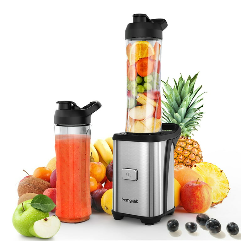 Brio Portable Blender for Shakes and Smoothies - Personal Blender for Gym &  Healthy Lifestyle, Glass Smoothie Blender - Mini Blender 450mls, Electric Protein  Shaker Bottle, Travel Blender 