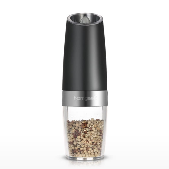 Homgeek Gravity Electric Salt and Pepper Grinder Set, Automatic Pepper and Salt Mill Grinder,Battery-Operated with Adjustable Coarseness