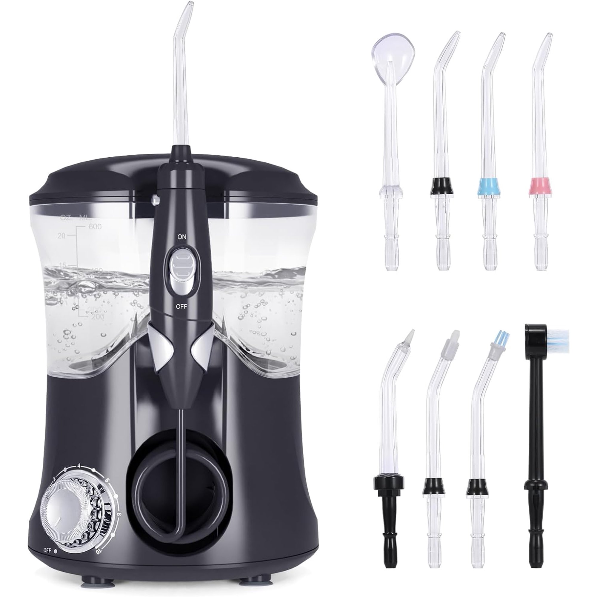 Homgeek Water Flosser for Braces Teeth Cleaner Dental Water Teeth 10 Adjustable Pressure with 8 Multifunctional Tips Black