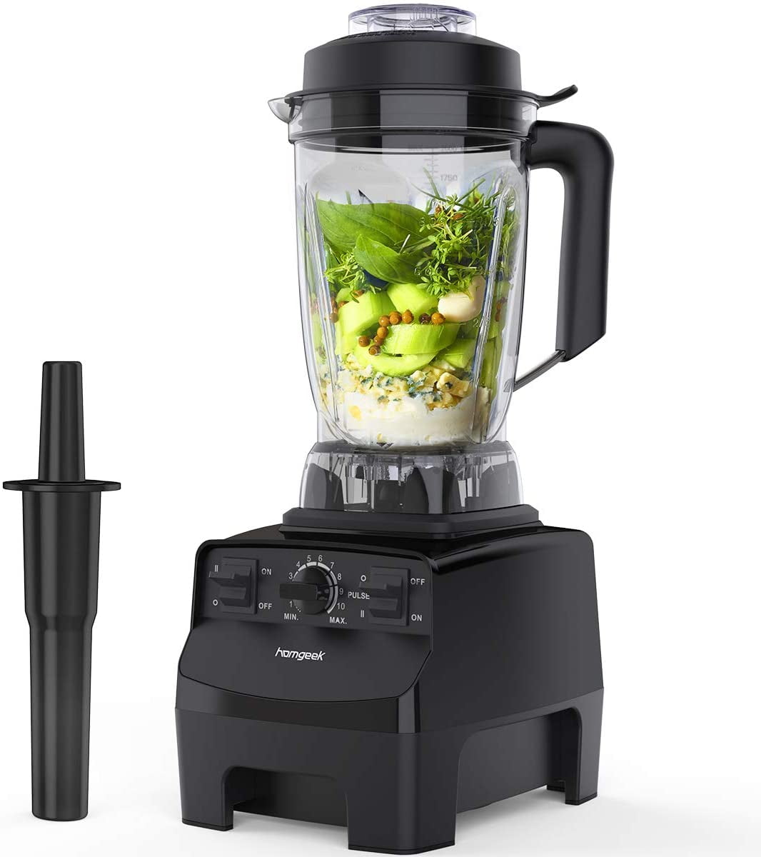 Homgeek blender, 1450W high speed professional table mixer, suitable for milkshakes and smoothies, 30000 rpm, built-in pulse and 10 speed control