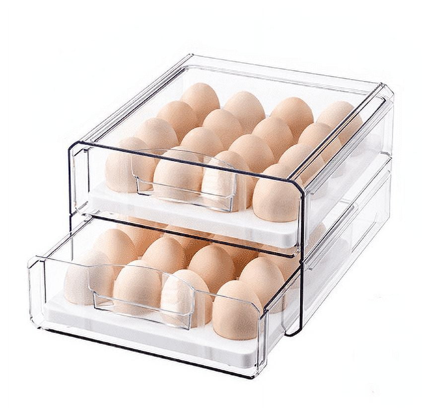Homgreen Egg Holder for Refrigerator, 36 Count Large Capacity Egg Container  for Refrigerator,Automatic Rolling Egg Tray with Lid, Egg Storage Container  for Refrigerator(2 Layer) 