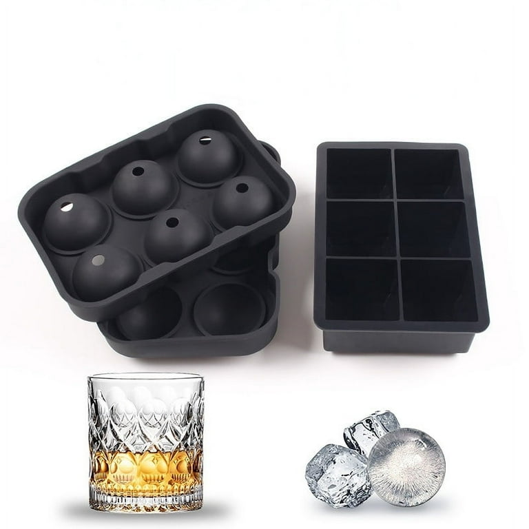 Large Ice Cube Trays Ice Ball Maker With Lids Combo(set Of 2