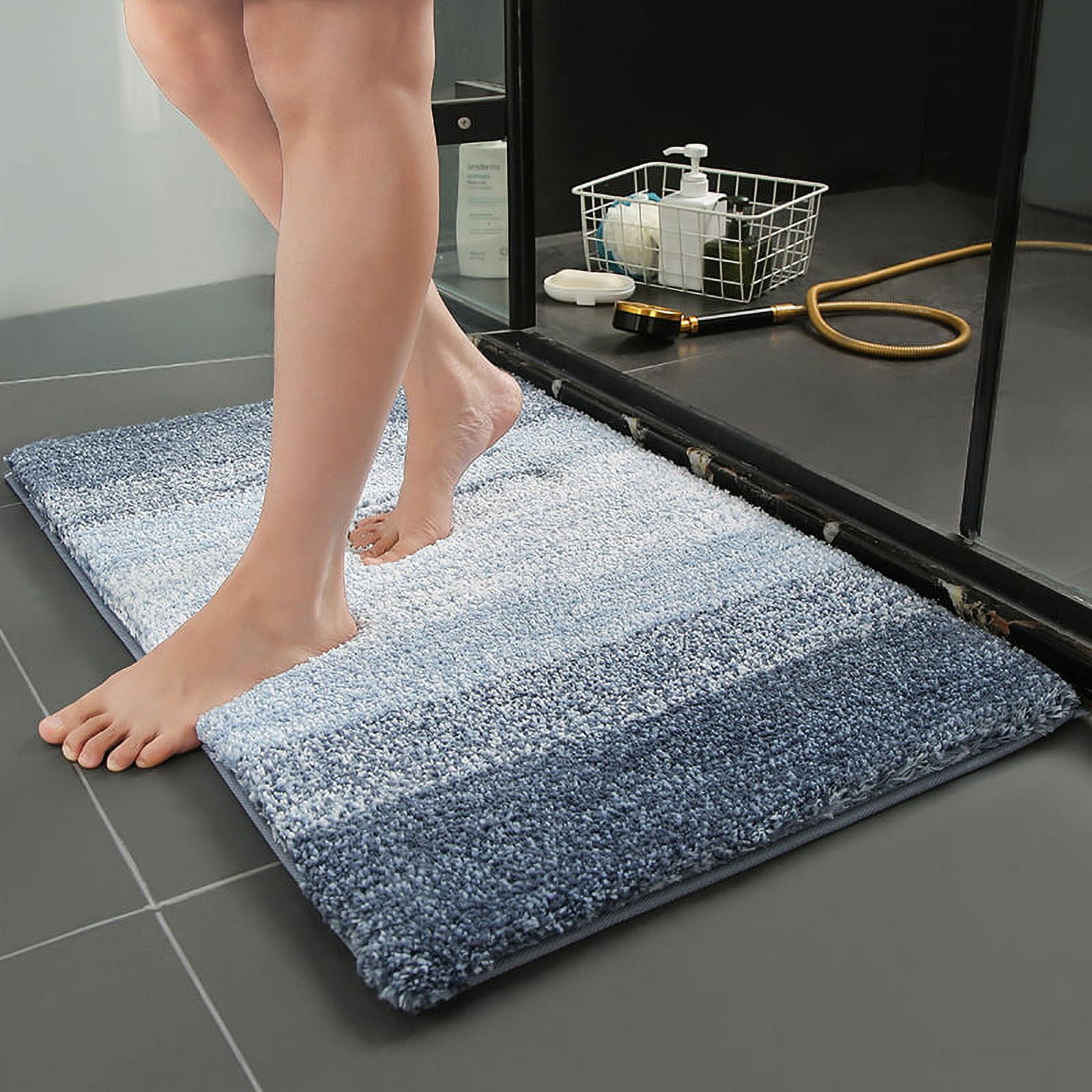 Bath Mat Non-Slip Bathroom Rug Microfiber Plush Shaggy Mat Home