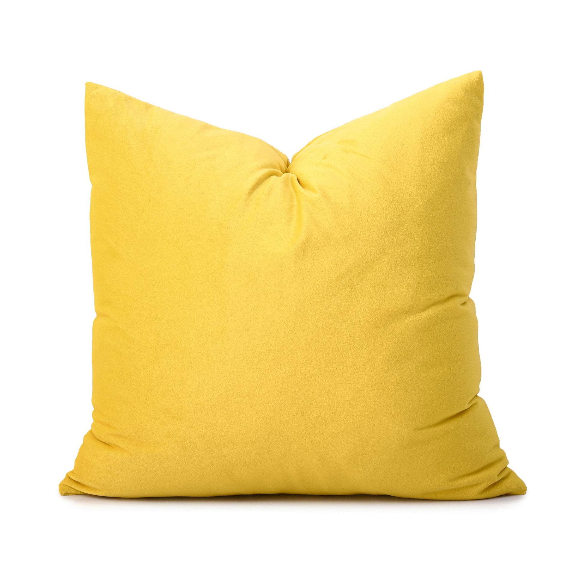 CARRIE HOME Mustard Yellow Velvet Throw Pillow Covers 18 x 18 Yellow Couch  Throw Pillows 18x18 Set of 2 Super Soft Yellow Accent Decorative Pillows