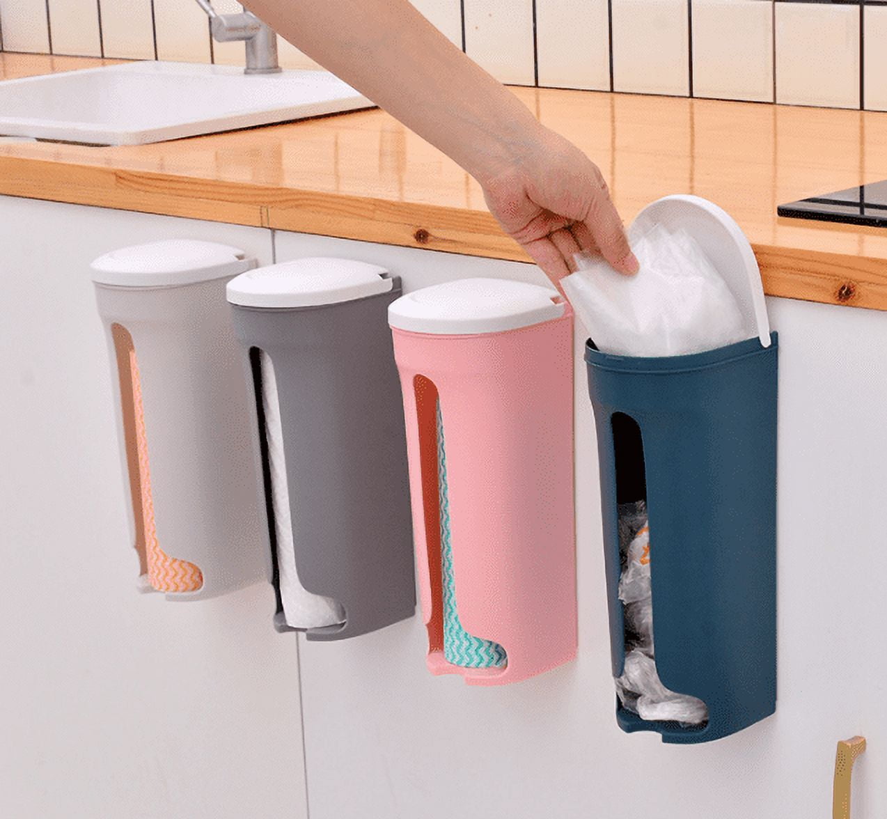 Trash Bag Holder for Plastic Bags - Garbage Bag Holder - Wall Mounted,  Under Counter or Top Counter