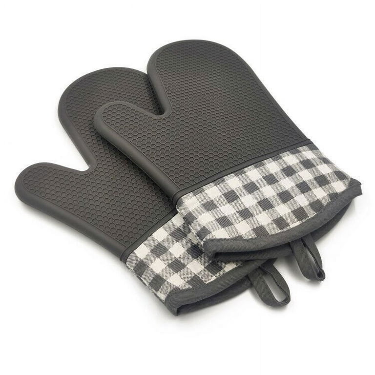 Oven Gloves Heat Resistant Silicone Shell Kitchen for 500 Degrees