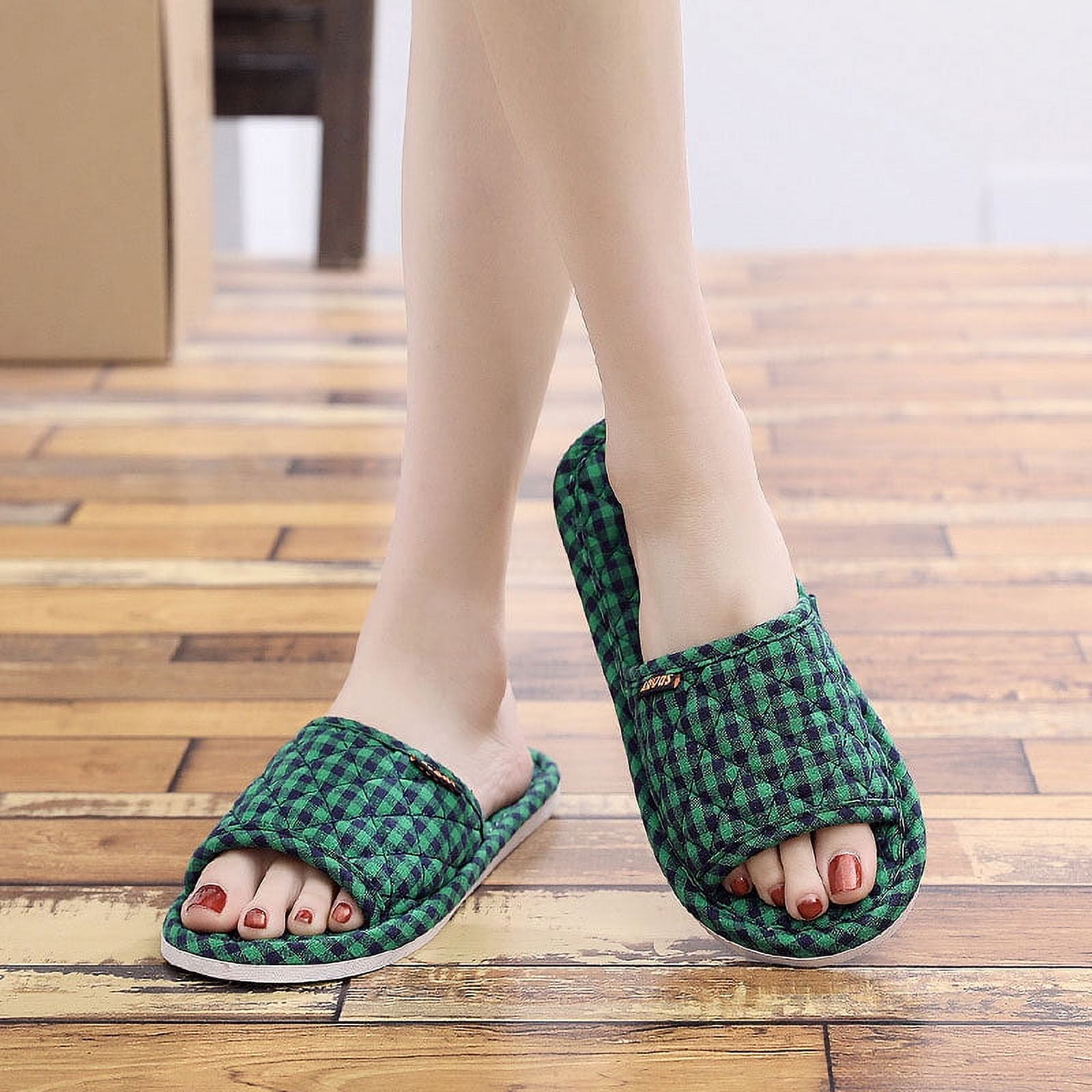 Homgreen Ultralight Soft Indoor Open Toe Cotton linen Slippers