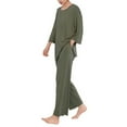 thumbnail image 1 of Defitshape Women's 2 Piece Pajama Set Long Sleeve Tops and Pants Cozy Pajamas Fall Soft Spring Ankle Length Pjs Green Medium, 1 of 1