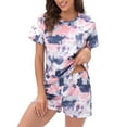 thumbnail image 1 of Homgro Women's 2 Piece Pajamas Set Printed Summer Short Sleeve Shirts Shorts Set Lightweight Soft Lounge Set Cute Sleepwear Pastel Navy Tie Dye Medium, 1 of 4