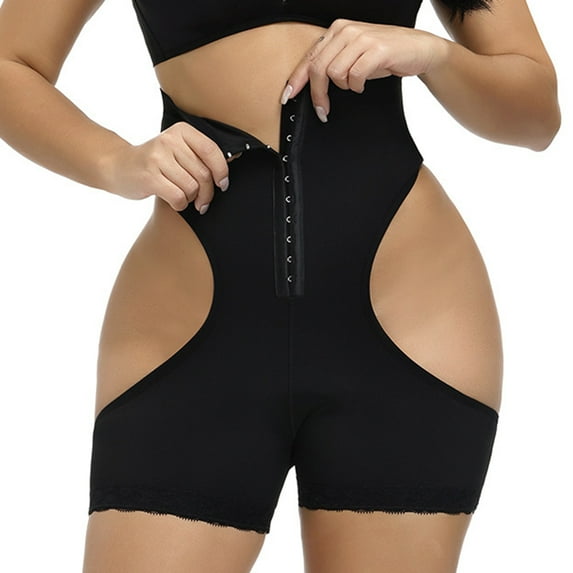 Homgro Women's Butt Lifter High Waist Girdle Tummy Control Shapewear Waist Trainer Slimming Booty Lifting Buttless Panties Underwear Firm Compression Black 16