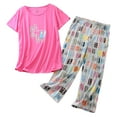 thumbnail image 1 of Homgro Women's Capri Pajama Set Short Sleeve Pant Pj Sleepwear Soft Cotten Blend Two Piece Pattern Printed Elastic Waist Crew Neck Cute Loungewear Patterned12 Small, 1 of 3