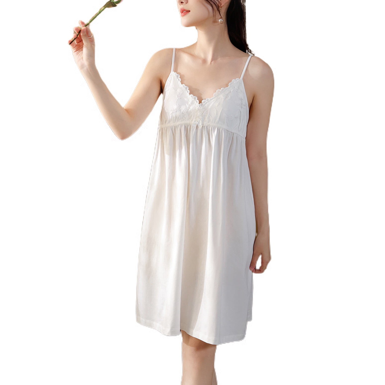 Defitshape Women's Cotton Cami Sleep Shirt Lace Short Pajamas Dress Soft Sleeveless Nightgown Vintage Summer Princess Sleepwear White X-Large Defitshape Women's Cotton Cami Sleep Shirt Lace Short Pajamas Dress Soft Sleeveless Nightgown Vintage Summer Princess Sleepwear White X-Large