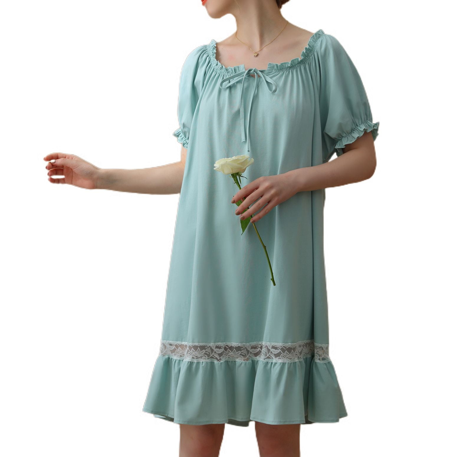 cotton pj dress women Emerald Green Long Sleeve Cotton Night Dress, Womens Nightgown, Cotton Pajamas Women, Elegant Cotton Sleepwear for Her