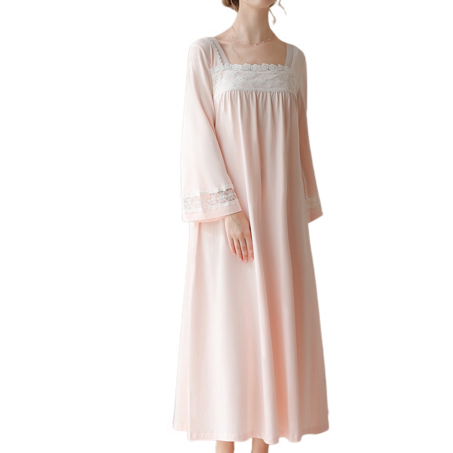 Homgro Women's Cotton Sleep Shirt Cute Lace Victorian Nightgown