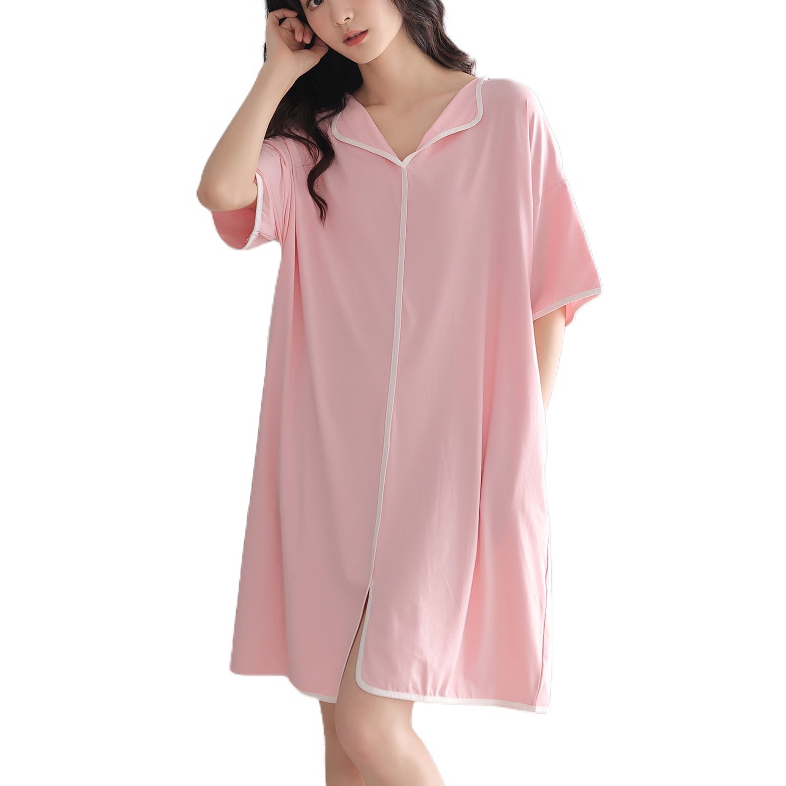 Defitshape Women's Cotton Soft Nightgown Padded Short Sleeve ...